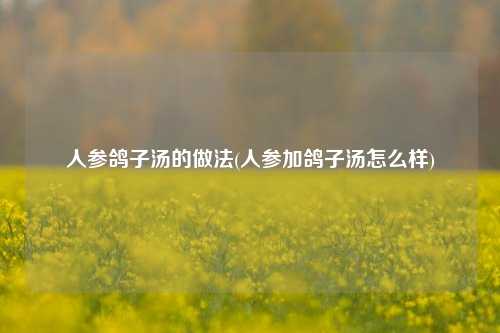 人参鸽子汤的做法(人参加鸽子汤怎么样)