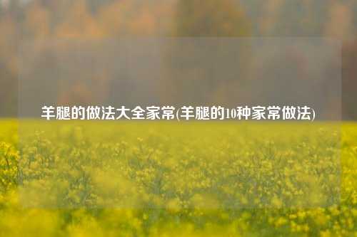 羊腿的做法大全家常(羊腿的10种家常做法)